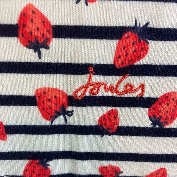 Joules NWOT heavy cotton sailor shirt w/pink strawberries French chic - Picture 7 of 11